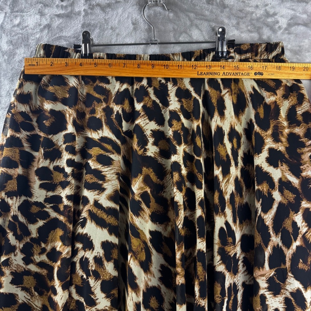 Unbranded Leopard Print Maxi Skirt Women XXL Brown Animal Flowy Elastic (1873) - Picture 7 of 9